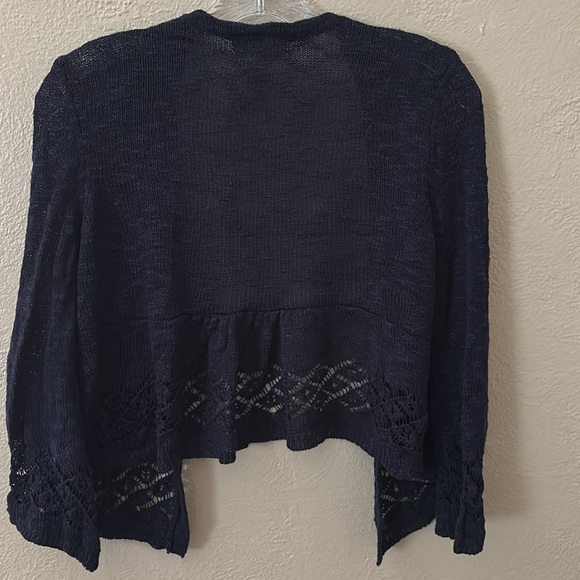 Women’s Fashion Avenue Knit Crop Open Cardigan, Navy Blue, Small - Picture 4 of 4